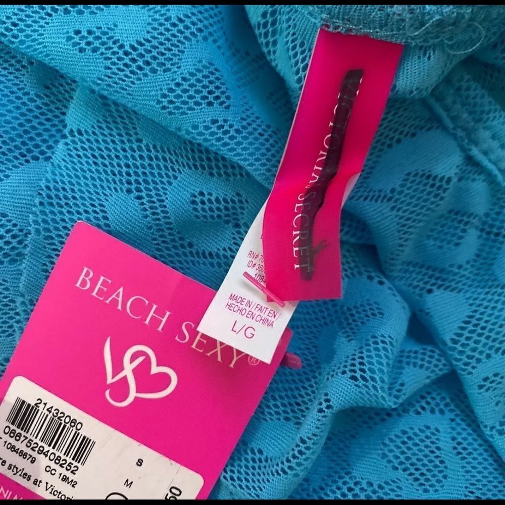 Victoria’s Secret Swim Rufle bikini beach cover up mini dress swimwear Blue L - Picture 5 of 5